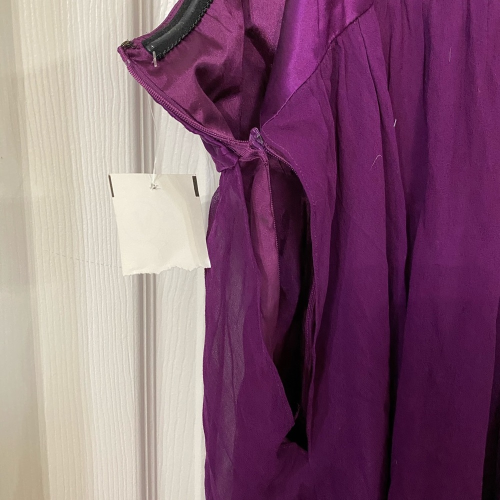 Donna Morgan Silk Chiffon Purple Dress Size 8 - Picture 6 of 6